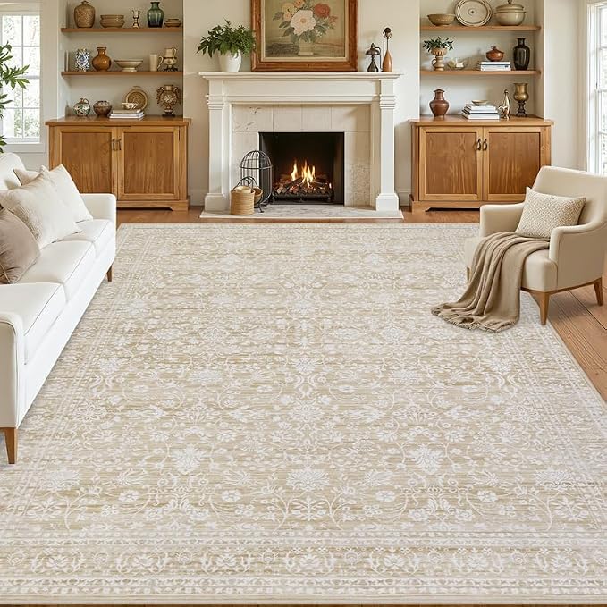 10x14 Area Rugs Living Room: Bedroom Washable Carpet Natural Beige | Large - Image 8