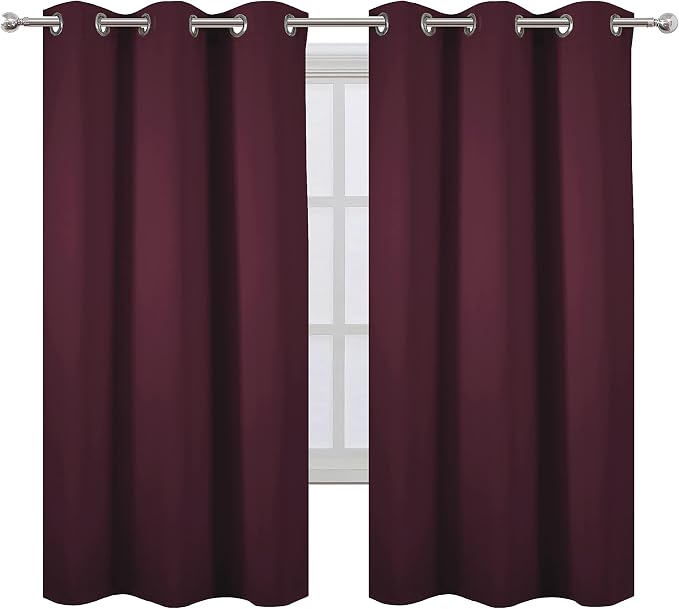 Burgundy Red Thermal Blackout Curtains/38 x 63 Inch/Set of 2 Panels Room - Image 2