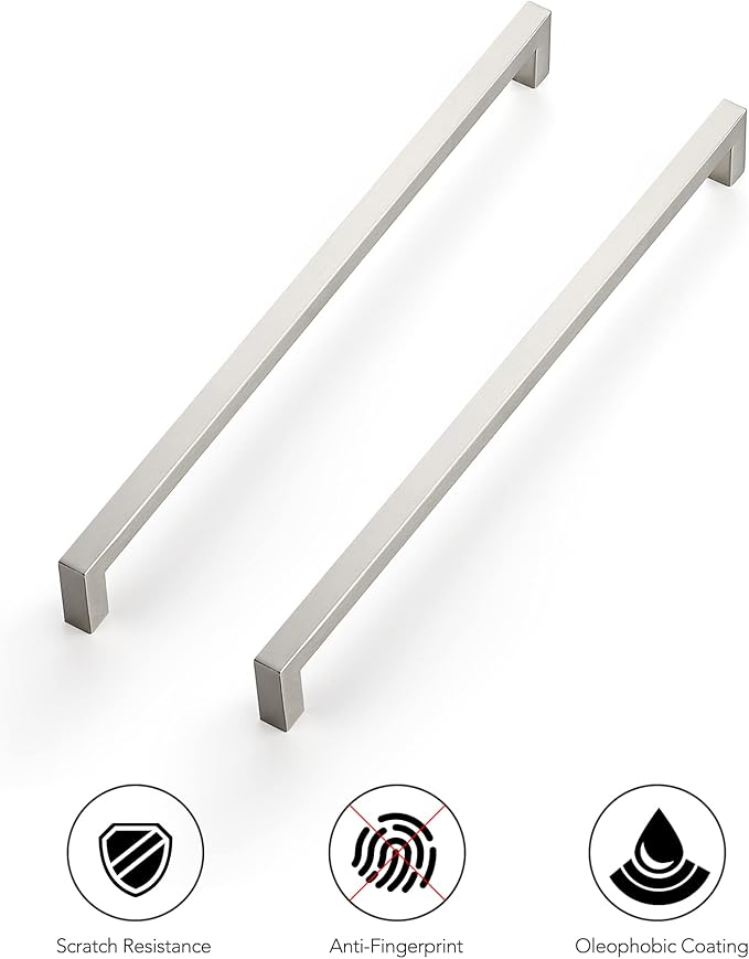 Ravinte 20 Pack 12-3/5 Inch Kitchen Square Cabinet Handles Satin Nickel Pulls Brushed Nickel Kitchen Cabinet Hardware Handles for Cupboard Drawer Pulls