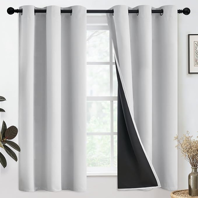 SimpleHome White 100% Blackout Curtains Room Darkening Living Room 63 Inch | by SimpleHome
