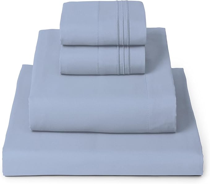 Mellanni Queen Sheets Set - 4 PC Iconic Collection Bedding - Hotel Luxury, Extra Soft, Cooling Bed Sheets - Wrinkle, Fade, Stain Resistant (Queen, Sky Blue)
