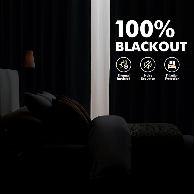 MIULEE 100% Blackout Linen Curtains 42 x 72 Inch Faux Linen 2 Panels | Thermal - Image 2