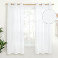 YoungsTex White Linen Semi Sheer Curtains 42 X 63 Inch Length 2 Panels | Light by YoungsTex