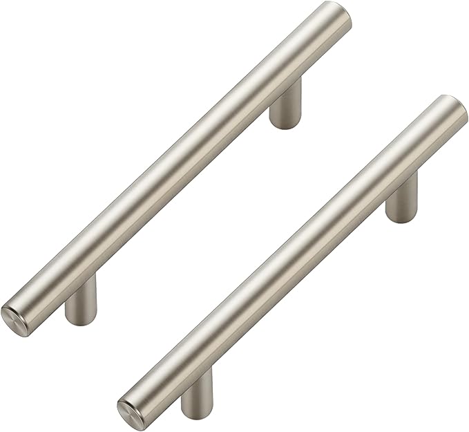 JOY DECOR 45 Pack Cabinet Handles, Brushed Nickel Cabinet Pulls, 3-3/4 in Hole Center Kitchen Cabinet Handles, Stainless Steel T Bar Handles for Dresser Drawers