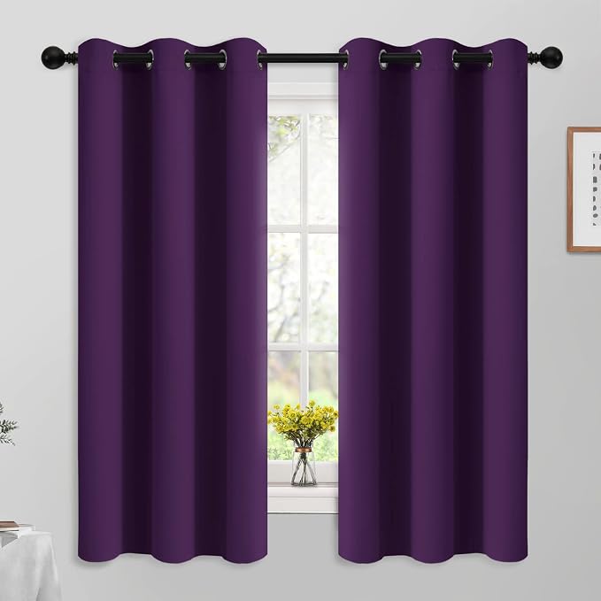 Yakamok Room Darkening Curtains 42x63 inch Length Purple-Living Room | 2 panels by Yakamok