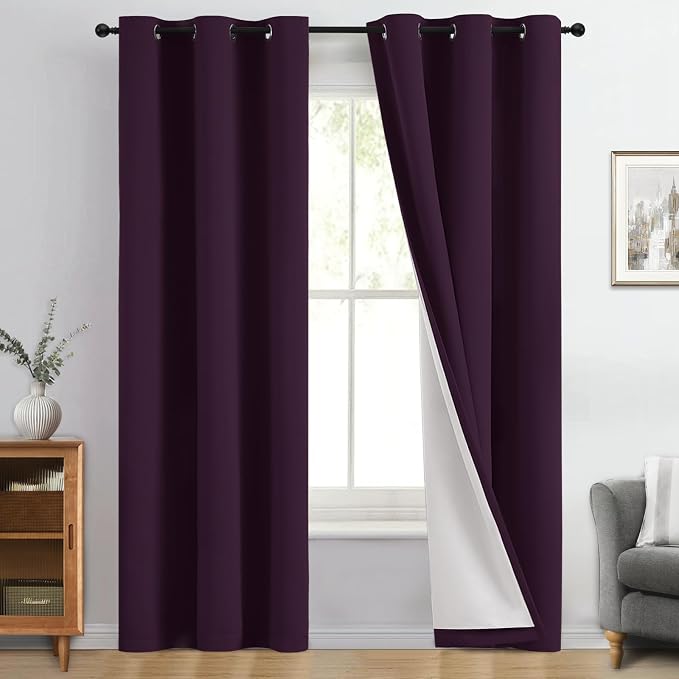 Yakamok Dark Purple 100% Blackout Curtains 84 Inches Long 40" Wide 2 Panels | by Yakamok