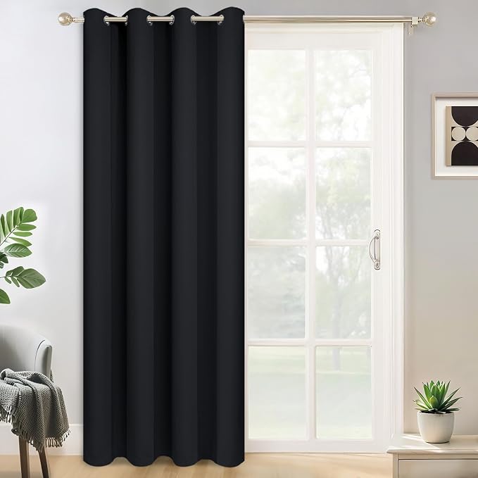 Yakamok Black Room Darkening Curtains 84 inch Sliding Door Drapes | 1 by Yakamok