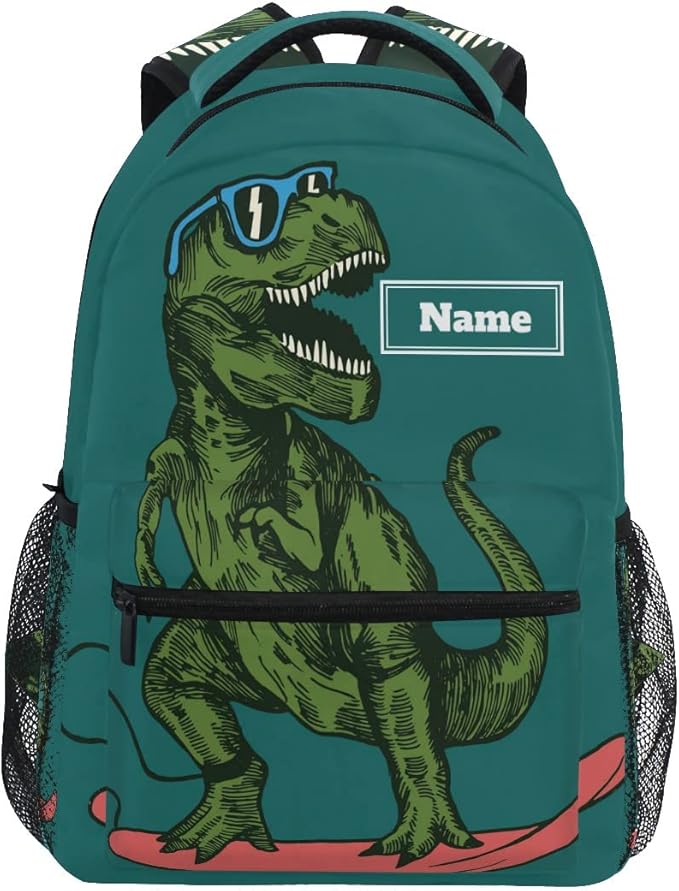 Custom Children's Name School Backpack Personalized Schoolbag Skateboard DinosaurTravel Bag for Teens Girls Boys