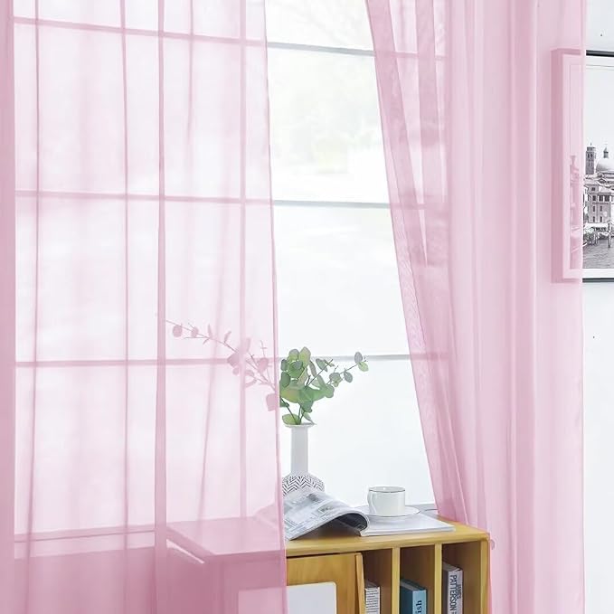 SpaceDresser Sheer Voile Window Treatment Rod Pocket Curtain Panels - Image 7