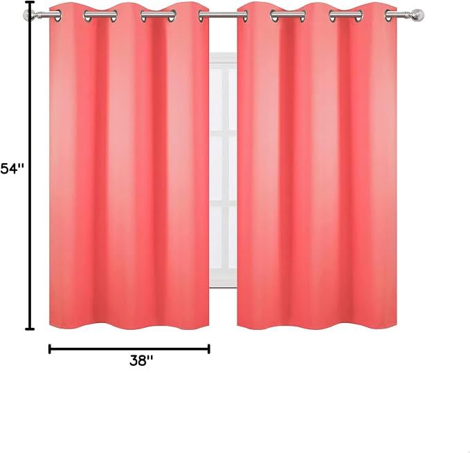 Blackout Curtains 38 x 54 inch/Coral Curtains Set of 2 Panels/Thermal Insulated - Image 10