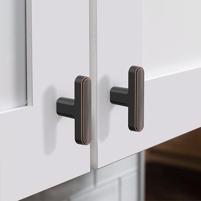 10 Pack Oil Rubbed Bronze Cabinet Knobs - Zinc Alloy, Small, Rectangular, Modern Style, Ambidextrous, 10 Count