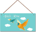 Personalized Signs Birds Sign Kids Door Sign Little Man Cave Wall Art Decor Custom Name Pigeon Art Sign for Kids Room Floral Nursery Art Plate For Boys Room Girls Bedroom