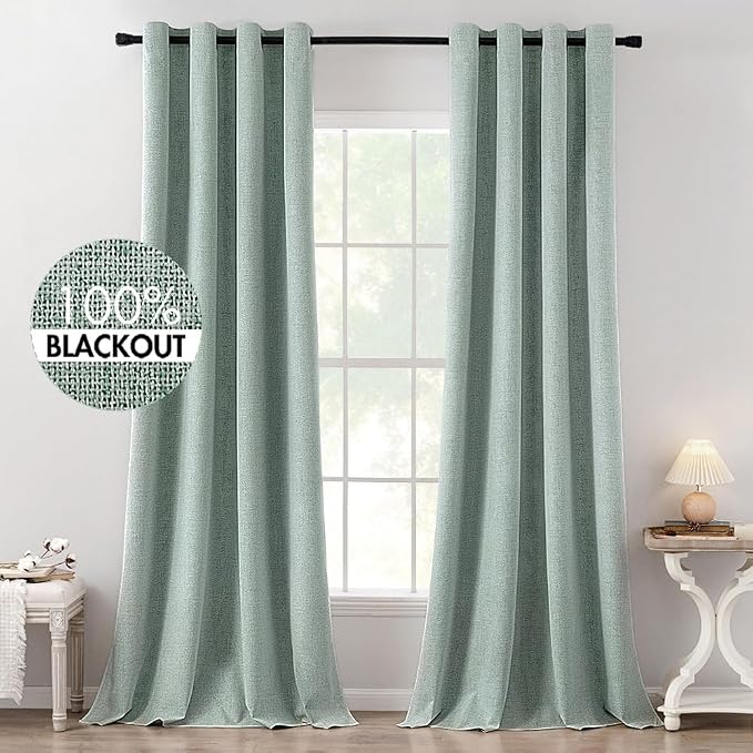MIULEE 100% Blackout Linen Curtains by MIULEE
