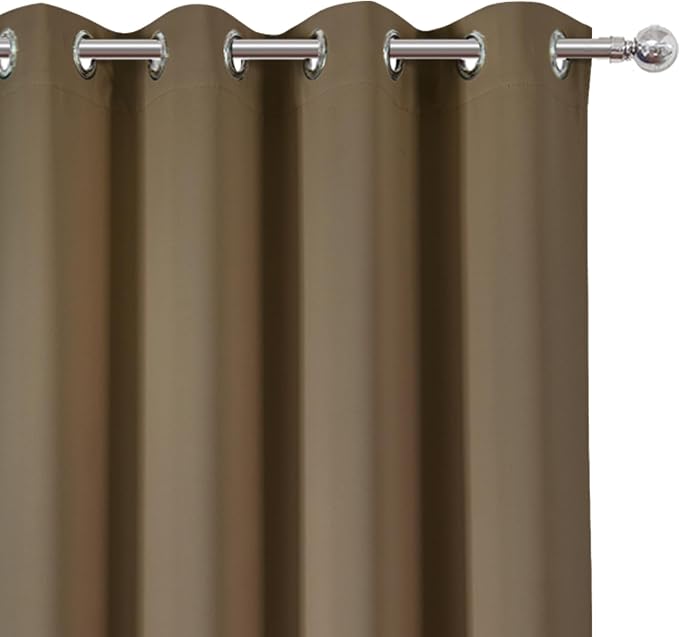 Blackout Curtains 66 x 54 Inch Long Brown Curtains Set of 2 Panels Room - Image 6