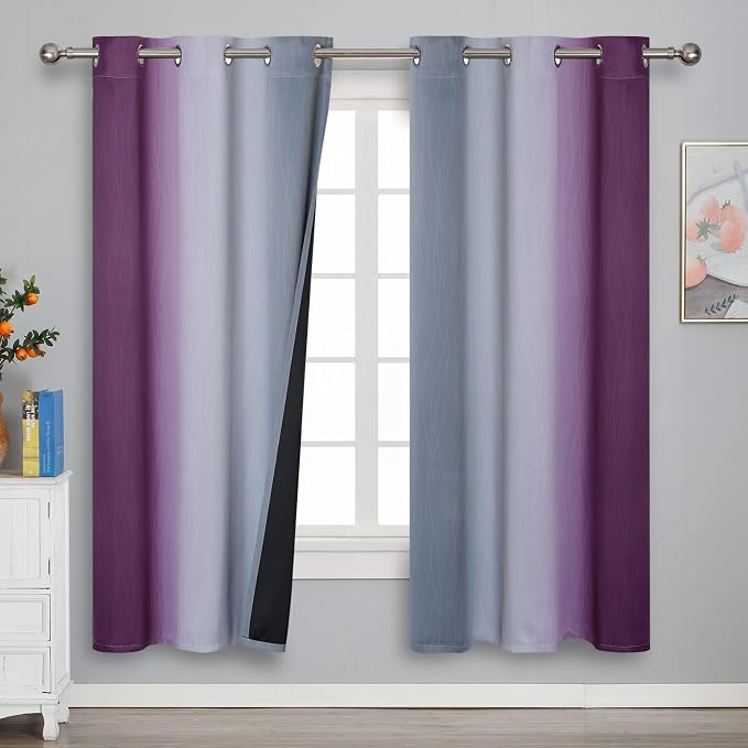 Purple and Grey Ombre Blackout Curtains by ESTELARTEXTILER