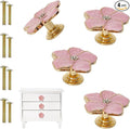 4 pcs Petal Knob Handle Unique Zinc Alloy Flower Shape Single Hole Knob Handle for Cabinets,Drawers, Wardrobes Furniture Decoration(Pink)