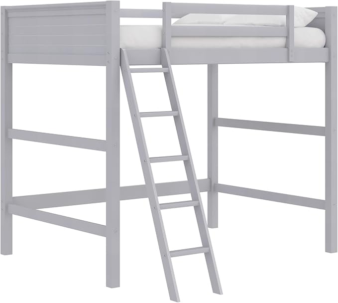 Dorel Living Denver Bed for Kids, Full Size Wood Frame, Gray Loft