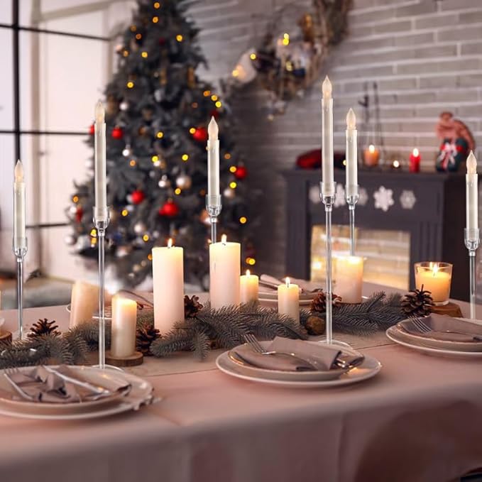Vincidern 18pcs Clear Taper Candle Holders for Table Centerpieces, Acrylic Candle Holder Set for Wedding, Events, Party, Christmas, Halloween, Clear Decorative Candlestick Holders