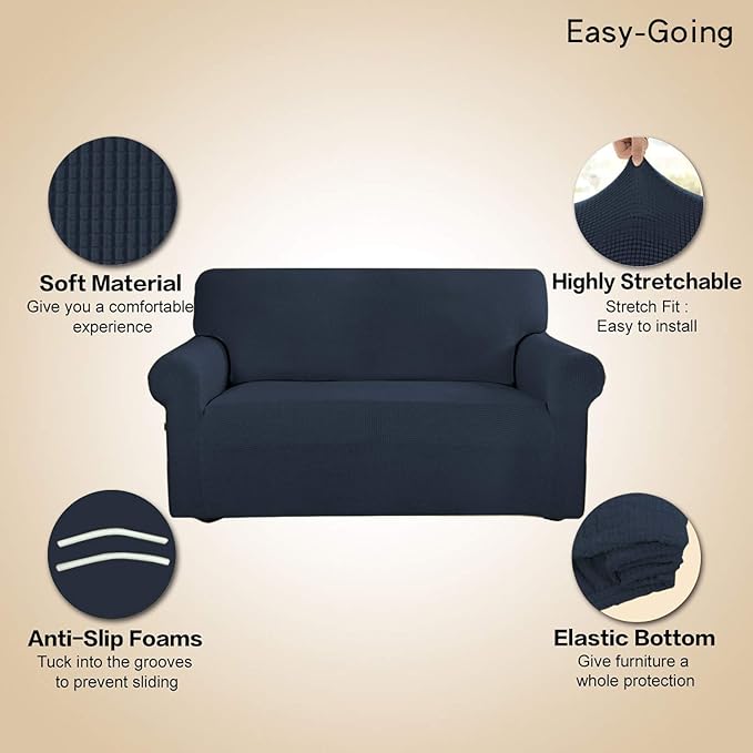 Easy-Going Stretch 4 Seater Oversized Sofa Couch Cover Dark Blue | 1-Piece - Image 4