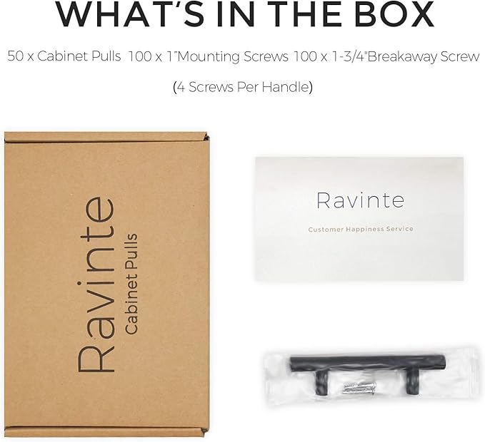 Ravinte 50 Pack | 5 Inch Cabinet Pulls Matte Black Stainless Steel Kitchen Drawer Pulls Cabinet Handles 5 Inch Length, 3 Inch Hole Center