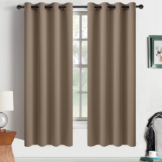 Yakamok Room Darkening Curtains 52x63 inch Length Khaki-Living Room | 2 panels by Yakamok