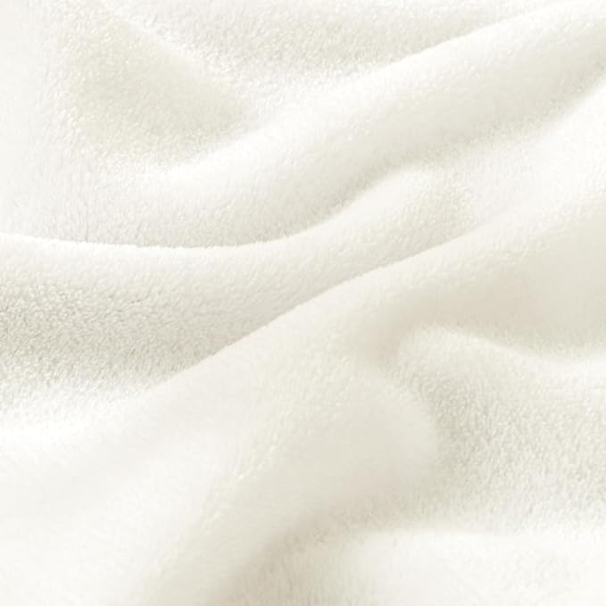 BEDELITE Fleece Blanket Soft Plush Queen Size Bed Blanket Cream 90"x90" | Ultra - Image 5