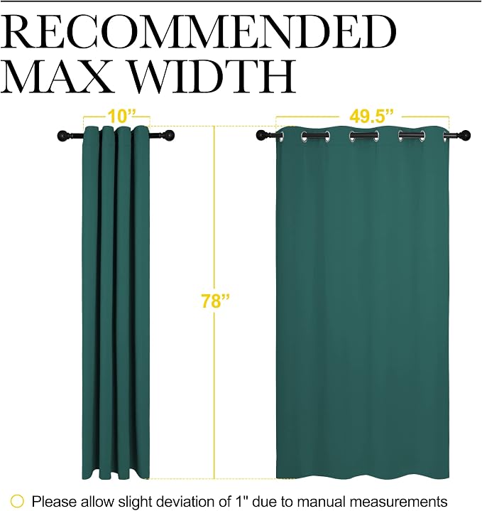 NICETOWN Hunter Green Blackout Curtains 78" Long - Image 7