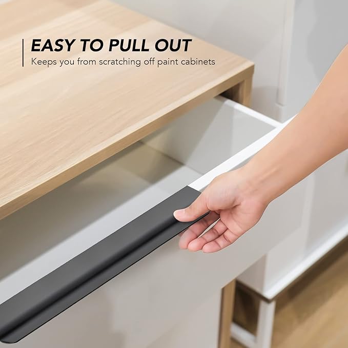 Ravinte Hardware 6 Pack Black Cabinet Handles, 11.8 Inch (300mm) Finger Edge Pulls, 8.8 Inch Hole Center, Finger Pulls for Cabinets