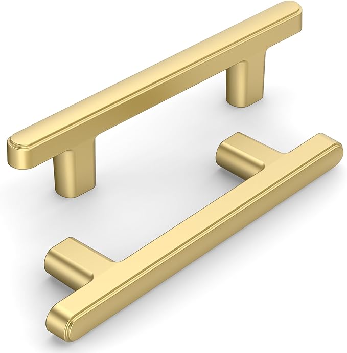 10 Pack 3.75 Inch(96mm) Kitchen Cabinet Handles Brushed Gold Cabinet Pulls Kitchen Cabinet Hardware Drawer Pulls for Cupboard Wardrobe