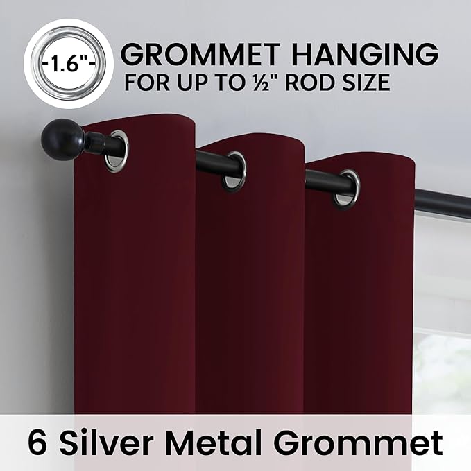 SimpleHome Burgundy Red 100% Blackout Curtains Room Darken Living Room 84 | - Image 6