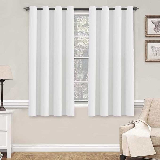 H.VERSAILTEX Pure White Curtains 63 inch Length Window Treatment Panels by HVERSAILTEX