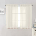 Cream Sheer Curtains 50 Inch Length 2 Pcs, Rod Pocket Light Filtering Voile by Lecloud