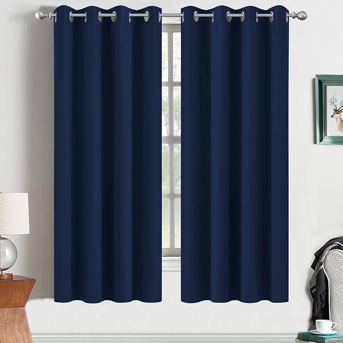 Yakamok Room Darkening Curtains 52x63 inch Length Navy Blue-Living Room | 2 by Yakamok