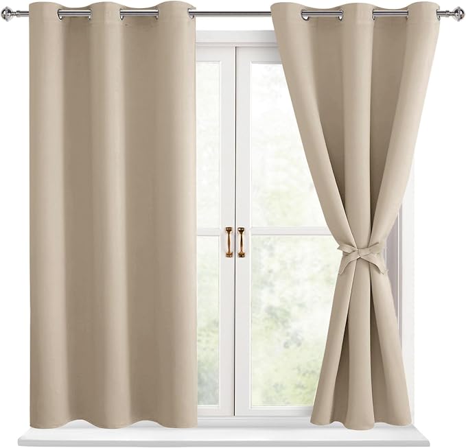 Blackout Curtains for Bedroom, 2 Drape Panels, 38 x 54 Inch | Thermal Insulated by Hiasan