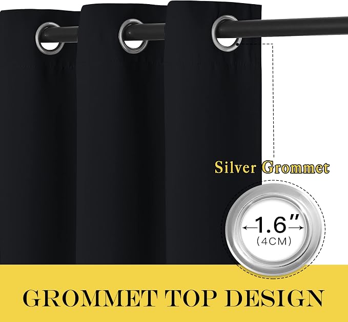 NICETOWN Blackout Black Curtain & Drape 90 inches Long - Image 3