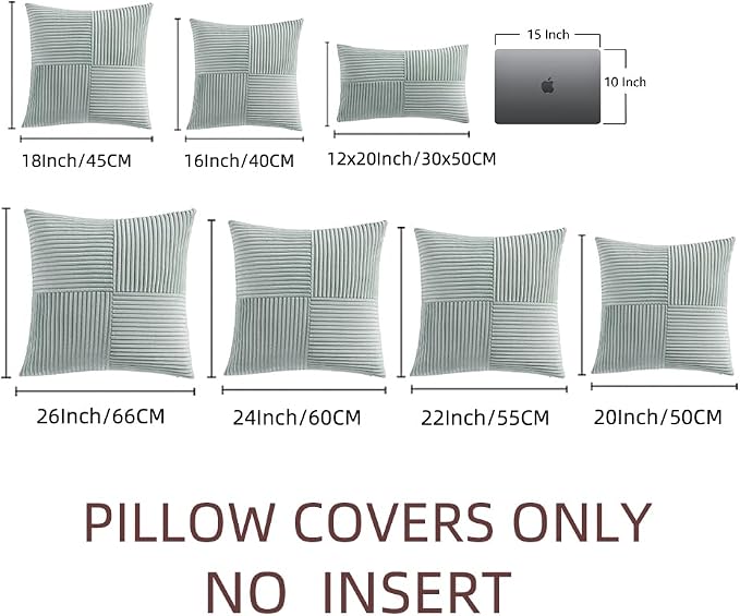 Fancy Homi 2 Packs Grey Blue Decorative Throw Pillow Covers 18x18 Inch - Image 7