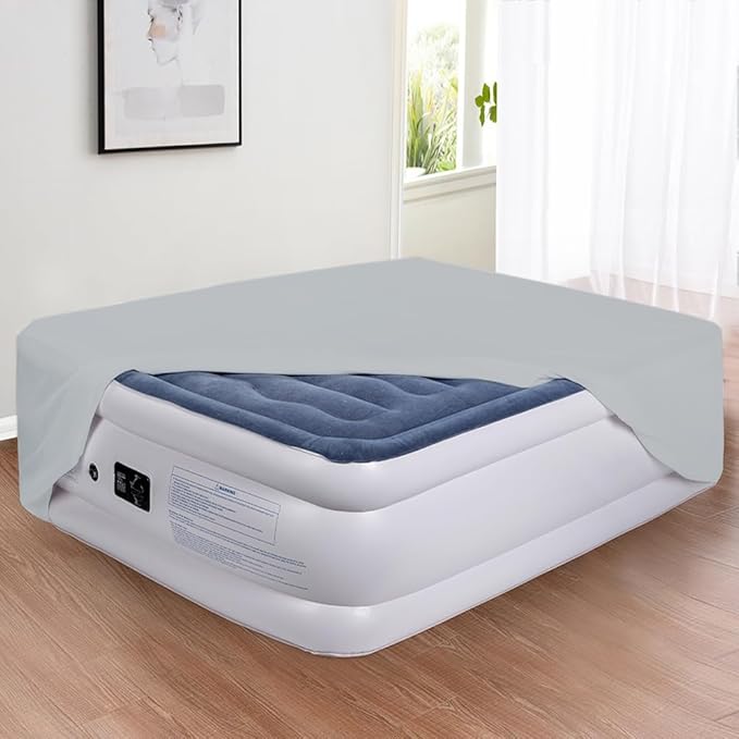 Bedecor Air Bed Sheets for Mattress Cover Removable Bed and Elastic Band Super Soft and Breathable & Deep up to 21" Light Gray Queen