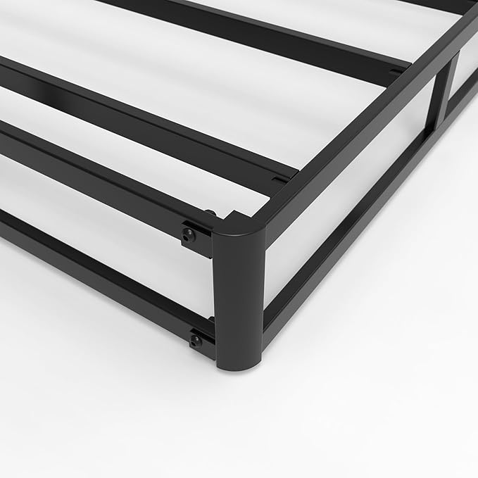 King Size Box Spring 4 Inch Low Profile, Heavy Duty Metal Box Spring Bed Base with Fabric Cover, Mattress Foundation, Easy Assembly, Noise Free, Black
