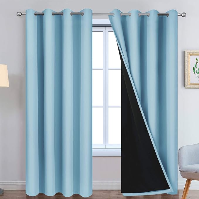 Yakamok Sky Blue 100% Blackout Curtains 96 Inches Long 52" Wide 2 Panel | by Yakamok