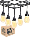 Lightdot 96FT (2x48FT) Outdoor Led Patio Lights, ETL Listed Led String Lights with Shatterproof Edison Vitage Bulbs, Commercial Grade Hanging Light for Patio Cafe Bistro Backyard
