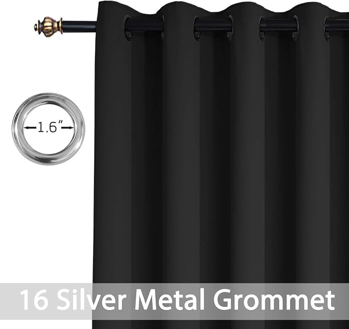 Yakamok Black Room Darkening Curtains 84 inch Sliding Door Drapes | 1 - Image 5