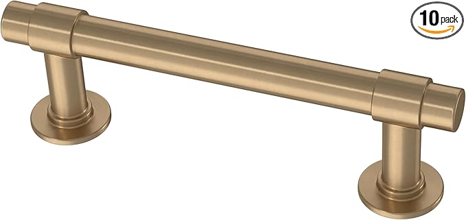 Franklin Brass - Francisco Champagne Bronze Gold Cabinet Handles 3 Inch (3") Hole Center Pulls | Easy Install, Durable Hardware for Kitchen Cabinet Door, Drawers, Dresser Pull, Furniture (10 Pack)