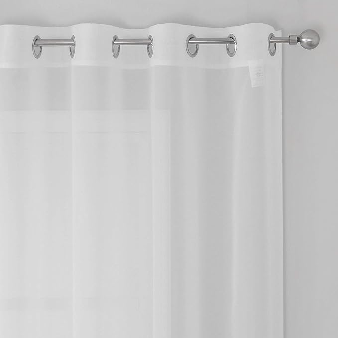 KEQIAOSUOCAI Pure White Sheer Curtains for Windows 63 inch Length - Grommet Voile Textured Soft & Lightweight Window Dressing for Bedroom Decor,W54 x L63, 2 Pieces