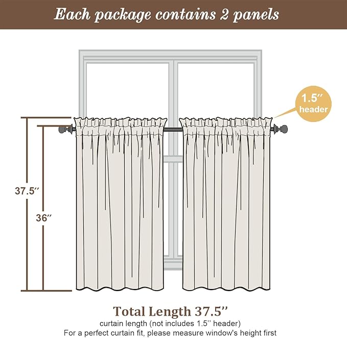 Chyhomenyc Sheer Curtains 36 Inch Length, Short Voile Sheer Window Curtians for Small Window Bathroom Cafe Living Room Farmhouse, 2PCS, 42W x 36L inches, Rod Pocket, Burgundy