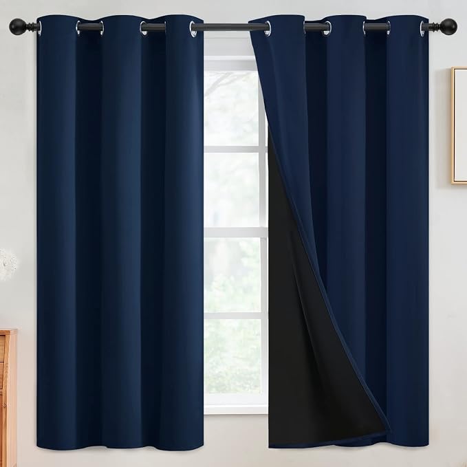SimpleHome Navy Blue 100% Blackout Curtains Room Darkening Living Room 63 | by SimpleHome