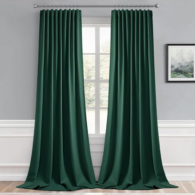 MIULEE Christmas Hunter Green Back Tab Blackout Curtains 52"x108" 2 Panels | - Image 9