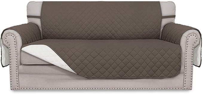 Easy-Going Reversible Couch Cover, 2 Cushion Sofa, Taupe/Ivory | Oversized by Easy-Going