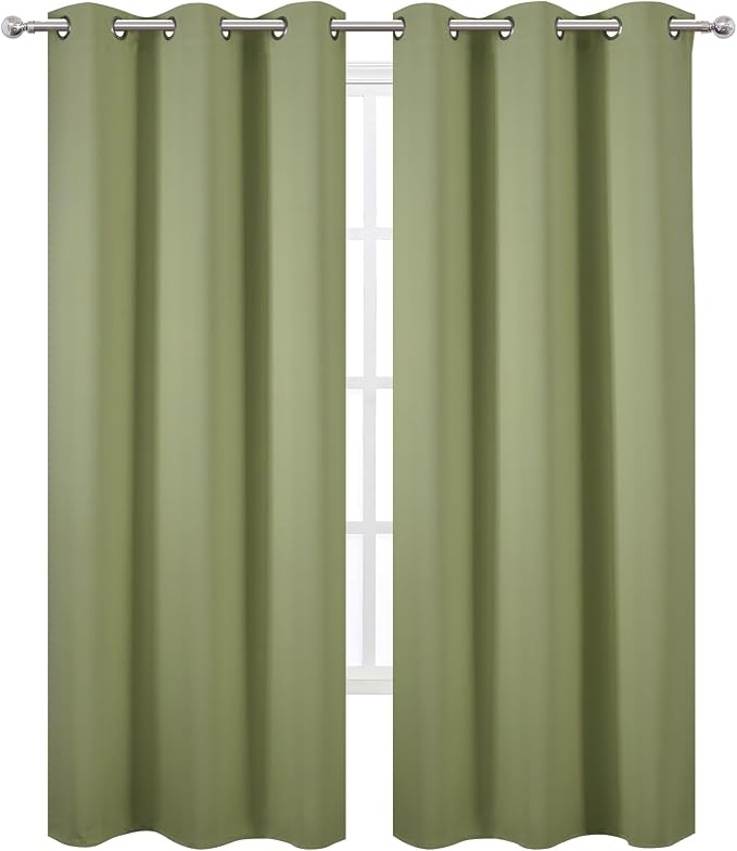 Sage Green Thermal Blackout Curtains/42 x 95 Inch/Set of 2 Panels Room - Image 2