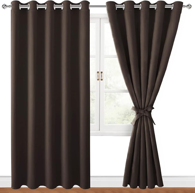 Blackout Curtains for Bedroom, 60 x 84 Inches Long, 2 Panels | Thermal by Hiasan
