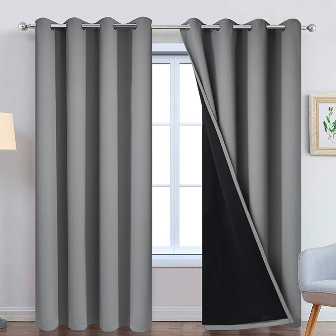 Yakamok Grey 100% Blackout Curtain Panels 84 inches, 2 Panels | Blackout by Yakamok